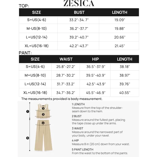 imageZESICA Summer 2 Piece Sets for Women Casual Tank Top and Wide Leg Pants Matching Lounge Pajama Sets Vacation Travel OutfitsApricot