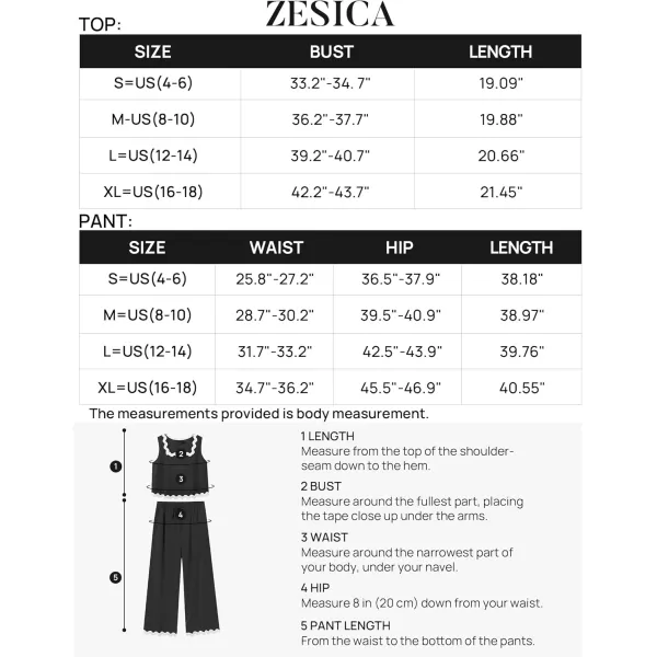 imageZESICA Summer 2 Piece Sets for Women Casual Tank Top and Wide Leg Pants Matching Lounge Pajama Sets Vacation Travel OutfitsBlack