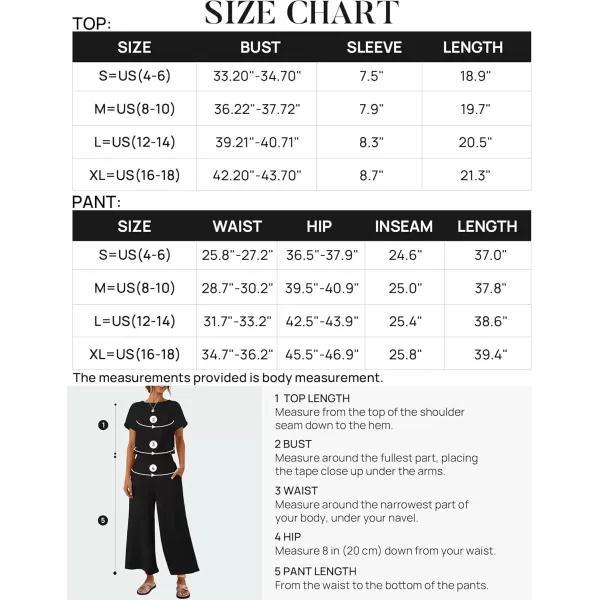 imageZESICA Womens 2 Piece Outfits Linen Short Sleeve Crop Top and Wide Leg Pants Lounge Matching Set Tracksuits Trendy ClothesBlack