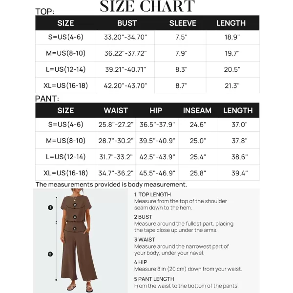 imageZESICA Womens 2 Piece Outfits Linen Short Sleeve Crop Top and Wide Leg Pants Lounge Matching Set Tracksuits Trendy ClothesCoffee