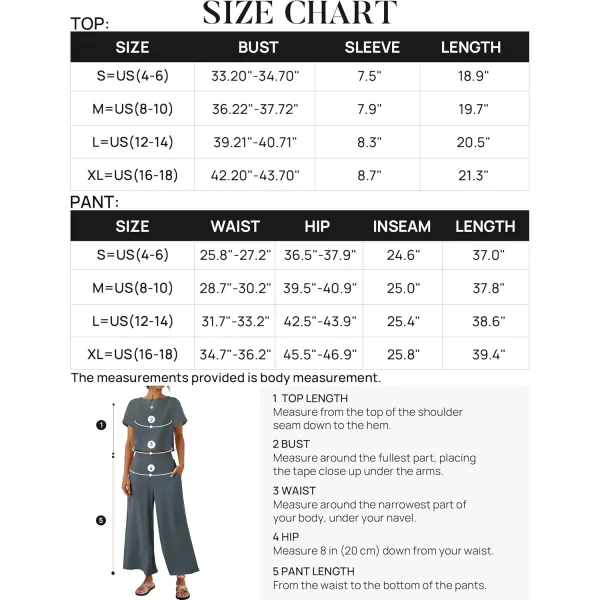 imageZESICA Womens 2 Piece Outfits Linen Short Sleeve Crop Top and Wide Leg Pants Lounge Matching Set Tracksuits Trendy ClothesDustyblue