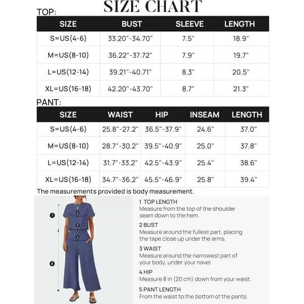 imageZESICA Womens 2 Piece Outfits Linen Short Sleeve Crop Top and Wide Leg Pants Lounge Matching Set Tracksuits Trendy ClothesGreyblue