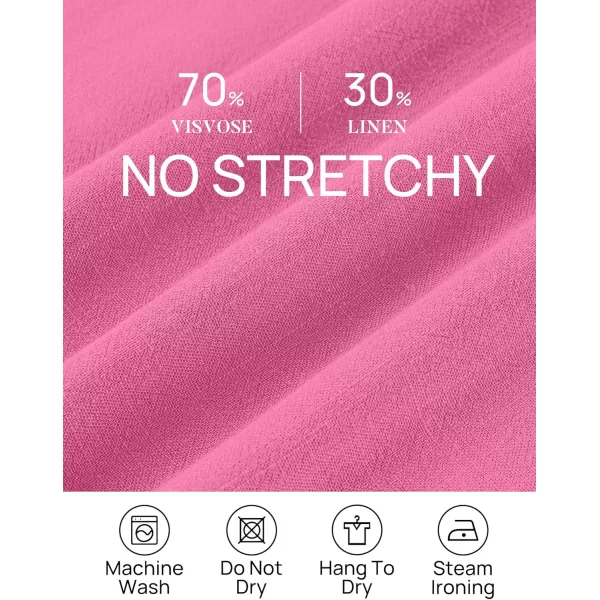 imageZESICA Womens 2 Piece Outfits Linen Short Sleeve Crop Top and Wide Leg Pants Lounge Matching Set Tracksuits Trendy ClothesHotpink