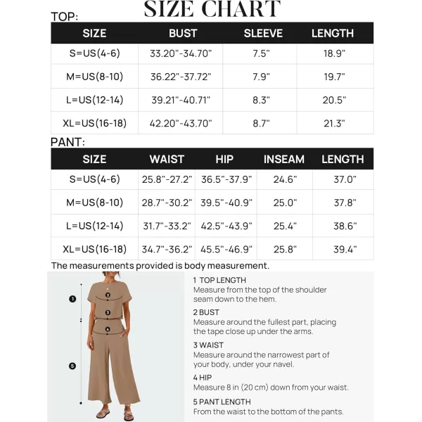 imageZESICA Womens 2 Piece Outfits Linen Short Sleeve Crop Top and Wide Leg Pants Lounge Matching Set Tracksuits Trendy ClothesKhaki
