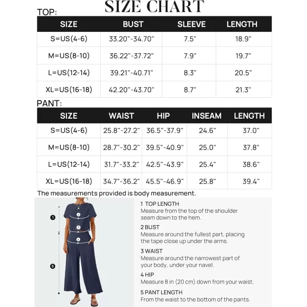 imageZESICA Womens 2 Piece Outfits Linen Short Sleeve Crop Top and Wide Leg Pants Lounge Matching Set Tracksuits Trendy ClothesNavy
