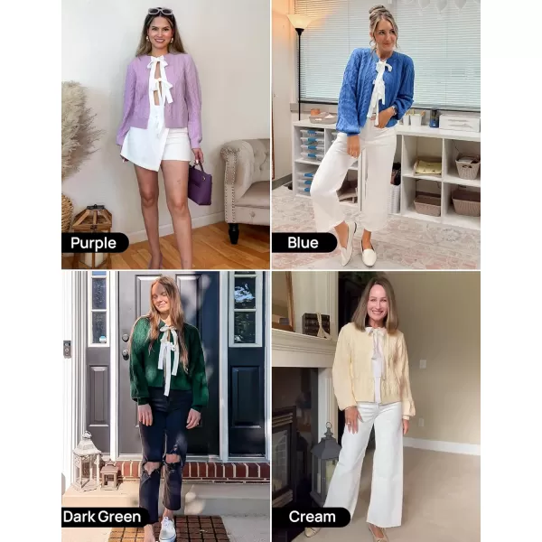 imageZESICA Womens Cardigan Sweaters 2024 Fall Winter Long Sleeve Tie Front Cable Knit Chunky Cropped Outerwear CoatToffee