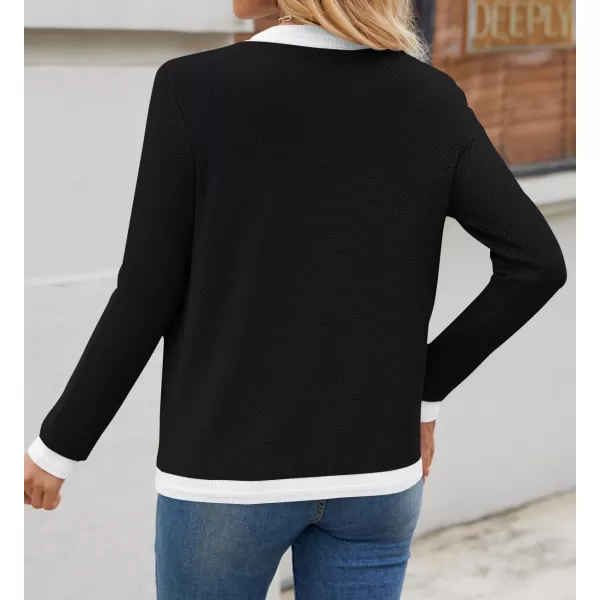 imageZESICA Womens Cardigan Sweaters Button Down Long Sleeve Crew Neck Knit Tops 2024 Fall Trendy OutfitsBlack