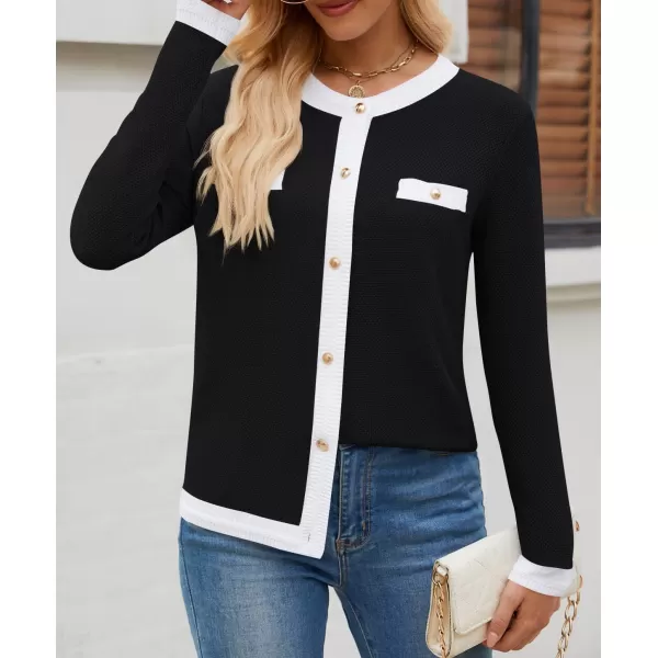 imageZESICA Womens Cardigan Sweaters Button Down Long Sleeve Crew Neck Knit Tops 2024 Fall Trendy OutfitsBlack