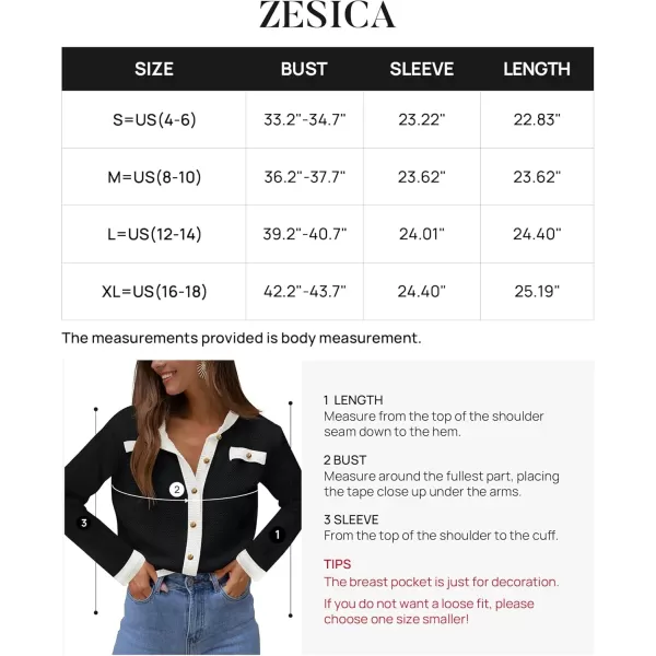 imageZESICA Womens Cardigan Sweaters Button Down Long Sleeve Crew Neck Knit Tops 2024 Fall Trendy OutfitsBlack