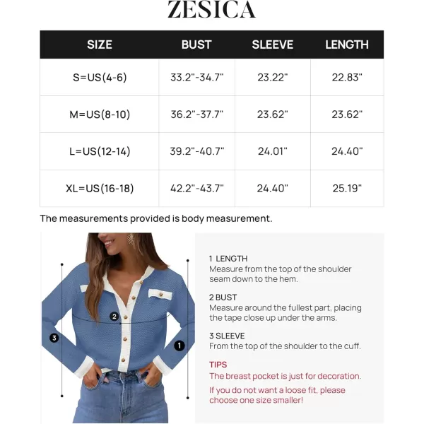 imageZESICA Womens Cardigan Sweaters Button Down Long Sleeve Crew Neck Knit Tops 2024 Fall Trendy OutfitsBlue