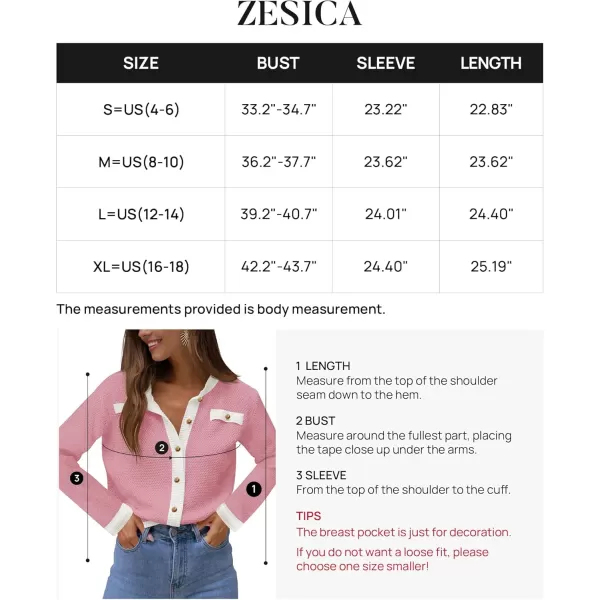 imageZESICA Womens Cardigan Sweaters Button Down Long Sleeve Crew Neck Knit Tops 2024 Fall Trendy OutfitsPink