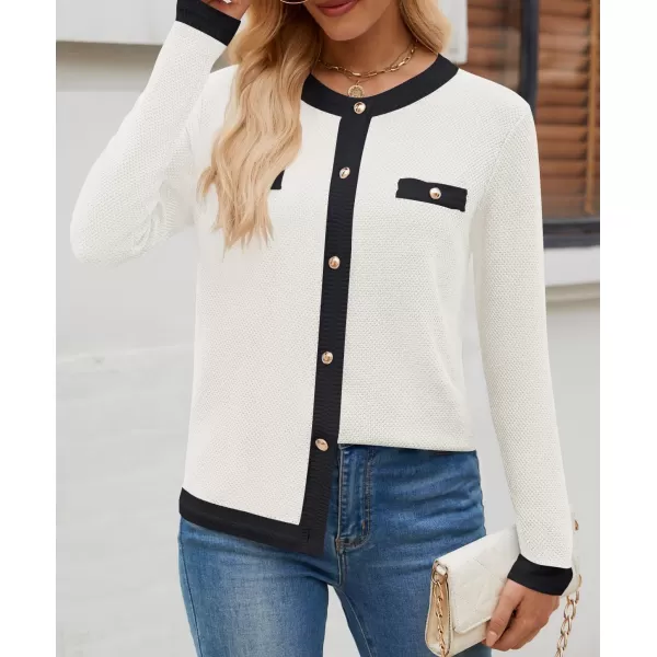 imageZESICA Womens Cardigan Sweaters Button Down Long Sleeve Crew Neck Knit Tops 2024 Fall Trendy OutfitsWhite