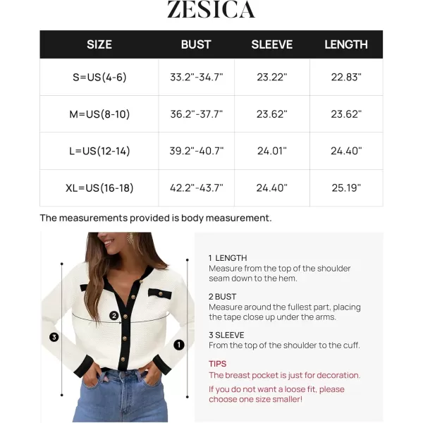imageZESICA Womens Cardigan Sweaters Button Down Long Sleeve Crew Neck Knit Tops 2024 Fall Trendy OutfitsWhite