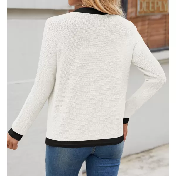 imageZESICA Womens Cardigan Sweaters Button Down Long Sleeve Crew Neck Knit Tops 2024 Fall Trendy OutfitsWhite