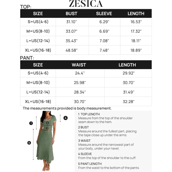 imageZESICA Womens Casual Two Piece Skirt Sets Ribbed Knit Short Sleeve Crop Top and Pleated Skirts Matching Set Summer OutfitsOlivegreen