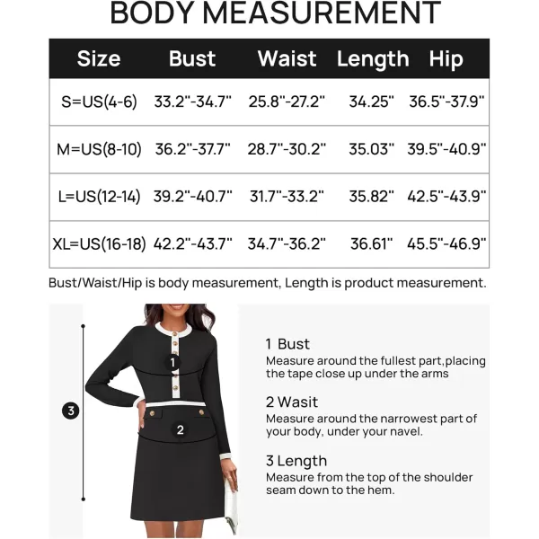 imageZESICA Womens Fall Long Sleeve Bodycon Sweater Dress Crewneck Button Knit Color Block Party Mini DressesBlack