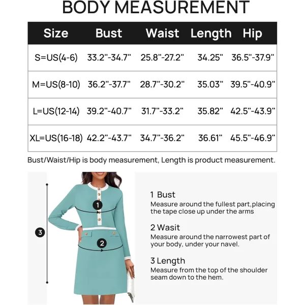 imageZESICA Womens Fall Long Sleeve Bodycon Sweater Dress Crewneck Button Knit Color Block Party Mini DressesSage