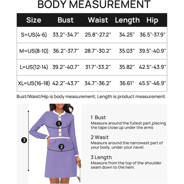 imageZESICA Womens Fall Long Sleeve Bodycon Sweater Dress Crewneck Button Knit Color Block Party Mini DressesTaro