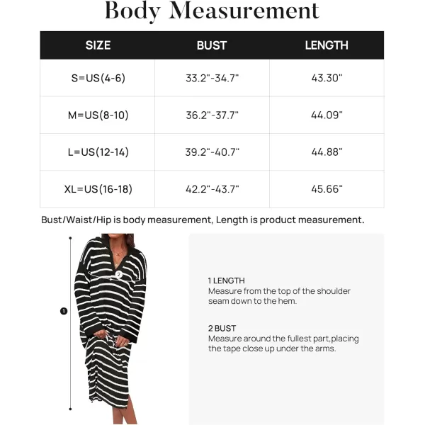 imageZESICA Womens Fall Striped Sweater Dresses 2024 Casual Long Sleeve Lapel V Neck Knit Side Slit Midi DressBlack
