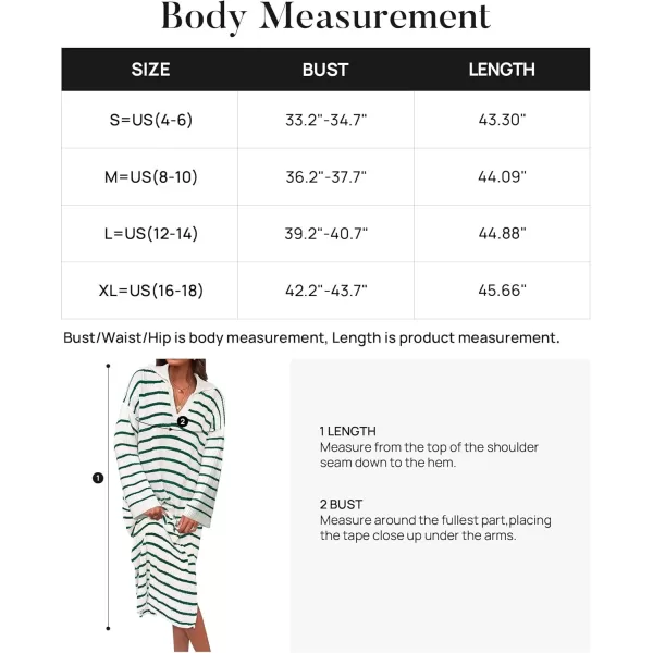 imageZESICA Womens Fall Striped Sweater Dresses 2024 Casual Long Sleeve Lapel V Neck Knit Side Slit Midi DressGreen