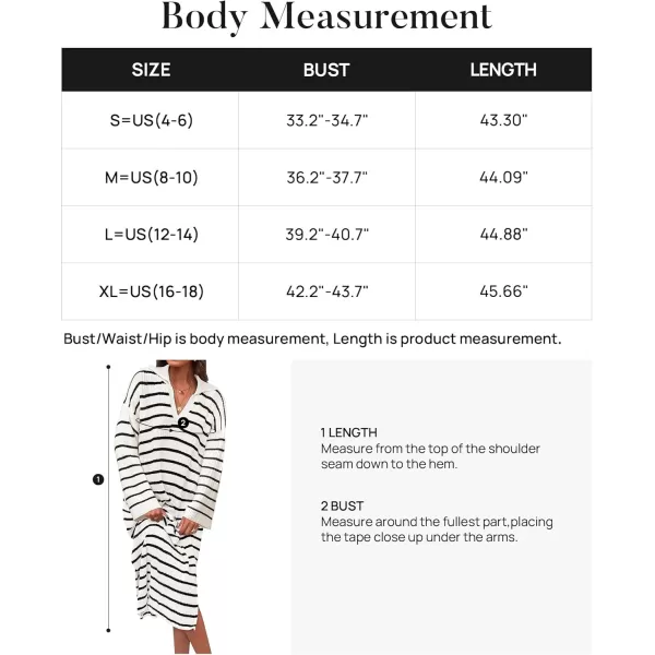 imageZESICA Womens Fall Striped Sweater Dresses 2024 Casual Long Sleeve Lapel V Neck Knit Side Slit Midi DressIvory