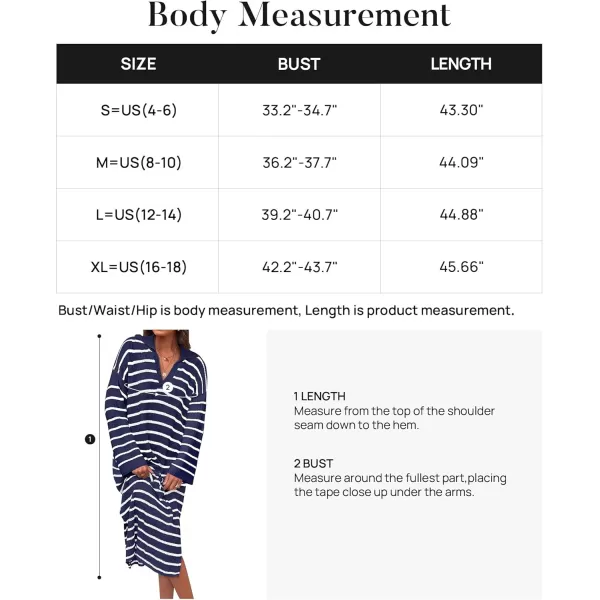 imageZESICA Womens Fall Striped Sweater Dresses 2024 Casual Long Sleeve Lapel V Neck Knit Side Slit Midi DressNavy
