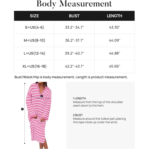 imageZESICA Womens Fall Striped Sweater Dresses 2024 Casual Long Sleeve Lapel V Neck Knit Side Slit Midi DressPink