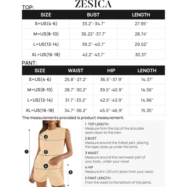 imageZESICA Womens Summer Two Piece Sweater Lounge Sets 2024 Casual Knit Trendy Tunic and Shorts OutfitsBeige
