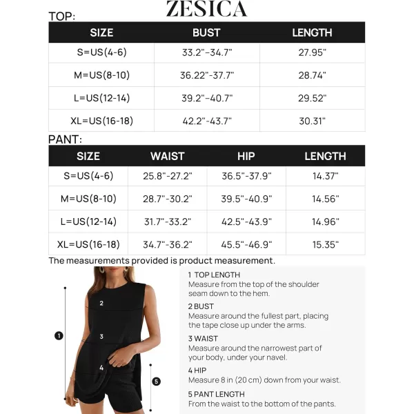 imageZESICA Womens Summer Two Piece Sweater Lounge Sets 2024 Casual Knit Trendy Tunic and Shorts OutfitsBlack