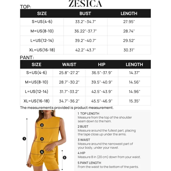 imageZESICA Womens Summer Two Piece Sweater Lounge Sets 2024 Casual Knit Trendy Tunic and Shorts OutfitsMustardyellow
