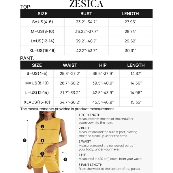 imageZESICA Womens Summer Two Piece Sweater Lounge Sets 2024 Casual Knit Trendy Tunic and Shorts OutfitsYellow