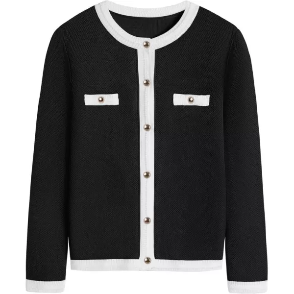 imageZESICA Womens Cardigan Sweaters Button Down Long Sleeve Crew Neck Knit Tops 2024 Fall Trendy OutfitsBlack