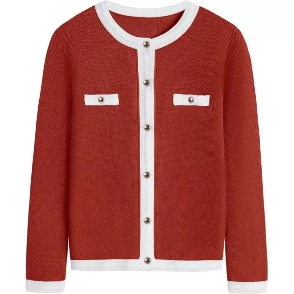 imageZESICA Womens Cardigan Sweaters Button Down Long Sleeve Crew Neck Knit Tops 2024 Fall Trendy OutfitsRed