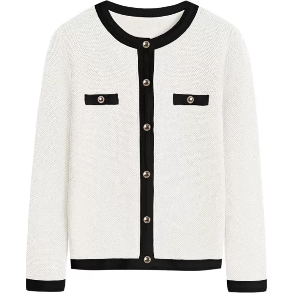 imageZESICA Womens Cardigan Sweaters Button Down Long Sleeve Crew Neck Knit Tops 2024 Fall Trendy OutfitsWhite