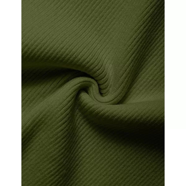 imageZESICA Womens 2023 Long Sleeve Sweater Dress Ribbed Knit Crew Neck Tie Waist Bodycon Slit Midi DressesArmyGreenSmall