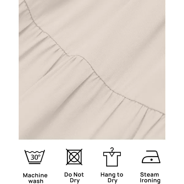 imageZESICA Womens 2024 Bohemian Summer Floral Print One Shoulder Sleeveless Smocked Ruffle Tiered Beach Long Midi DressBeige