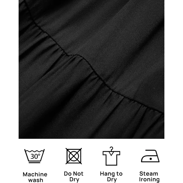imageZESICA Womens 2024 Bohemian Summer Floral Print One Shoulder Sleeveless Smocked Ruffle Tiered Beach Long Midi DressBlack