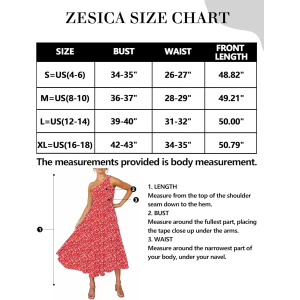 imageZESICA Womens 2024 Bohemian Summer Floral Print One Shoulder Sleeveless Smocked Ruffle Tiered Beach Long Midi DressCherry
