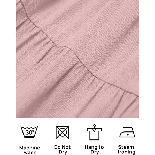 imageZESICA Womens 2024 Bohemian Summer Floral Print One Shoulder Sleeveless Smocked Ruffle Tiered Beach Long Midi DressSolidpink