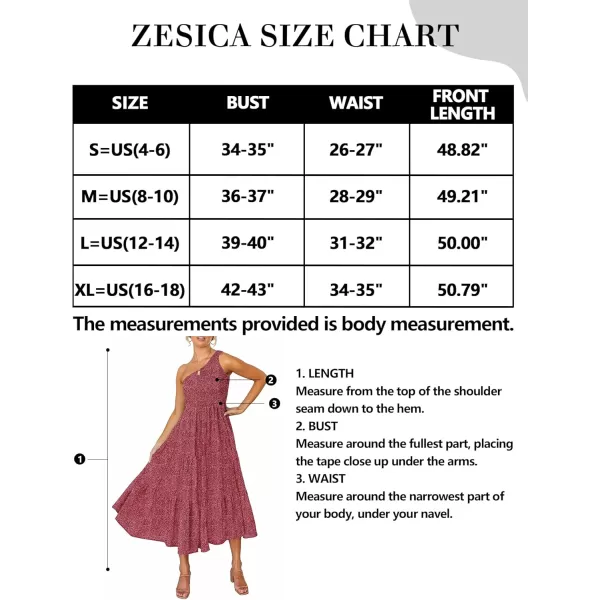 imageZESICA Womens 2024 Bohemian Summer Floral Print One Shoulder Sleeveless Smocked Ruffle Tiered Beach Long Midi DressUrbanred