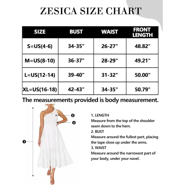 imageZESICA Womens 2024 Bohemian Summer Floral Print One Shoulder Sleeveless Smocked Ruffle Tiered Beach Long Midi DressWhite