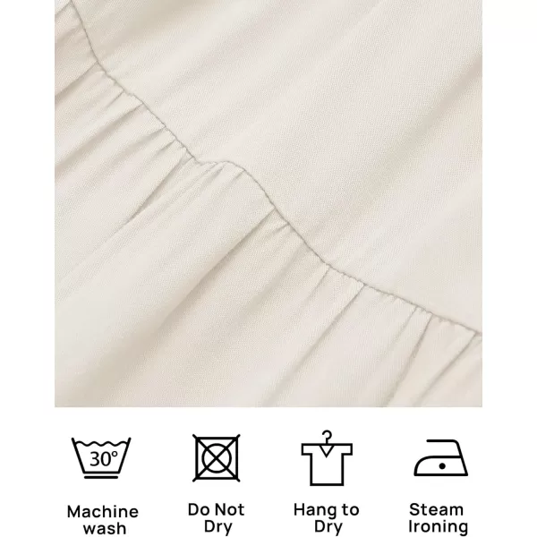 imageZESICA Womens 2024 Boho Summer One Shoulder Short Sleeve Smocked Side Split Ruffle Swing Midi DressApricot