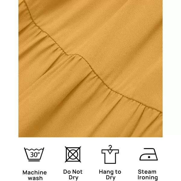 imageZESICA Womens 2024 Boho Summer One Shoulder Short Sleeve Smocked Side Split Ruffle Swing Midi DressGinger