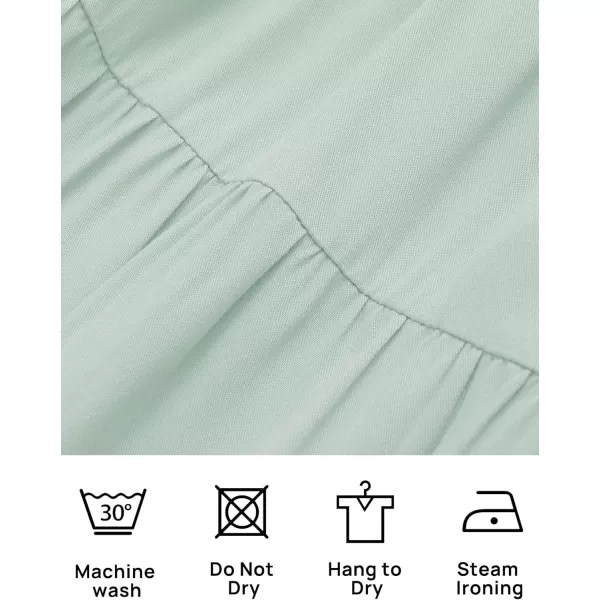 imageZESICA Womens 2024 Boho Summer One Shoulder Short Sleeve Smocked Side Split Ruffle Swing Midi DressLight Green