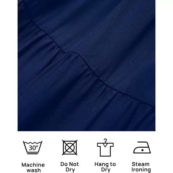 imageZESICA Womens 2024 Boho Summer Square Neck Puff Sleeve Off Shoulder Smocked Tiered Casual A Line Short Mini DressNavy