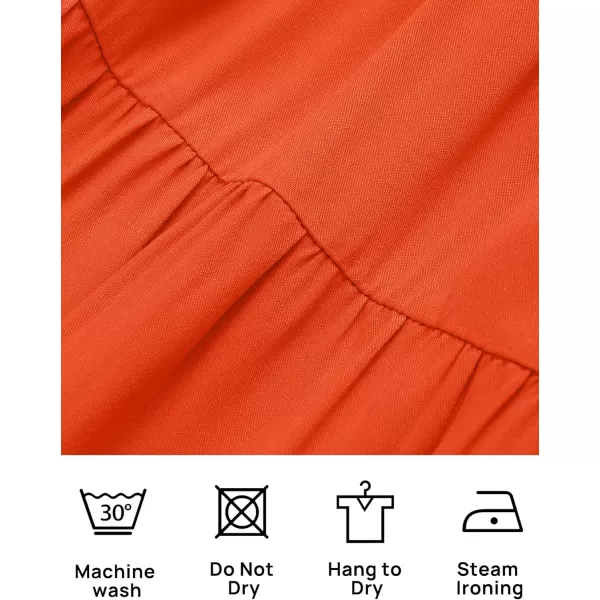 imageZESICA Womens 2024 Boho Summer Square Neck Puff Sleeve Off Shoulder Smocked Tiered Casual A Line Short Mini DressOrange