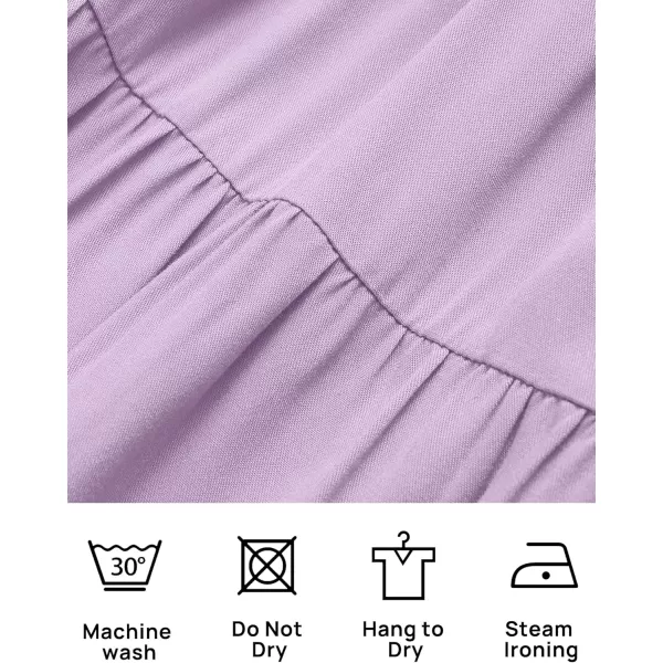 imageZESICA Womens 2024 Boho Summer Square Neck Puff Sleeve Off Shoulder Smocked Tiered Casual A Line Short Mini DressPurple