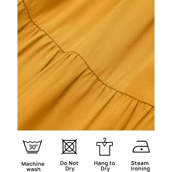 imageZESICA Womens 2024 Boho Summer Square Neck Puff Sleeve Off Shoulder Smocked Tiered Casual A Line Short Mini DressYellow
