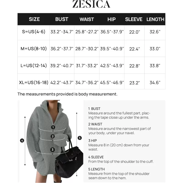 imageZESICA Womens 2024 Long Sleeve Mini Sweater Dress Fall Quarter Zip Ribbed Knit Oversized Pullover Jumper SweatersGrey