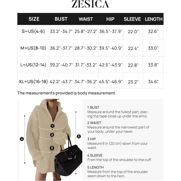 imageZESICA Womens 2024 Long Sleeve Mini Sweater Dress Fall Quarter Zip Ribbed Knit Oversized Pullover Jumper SweatersKhaki